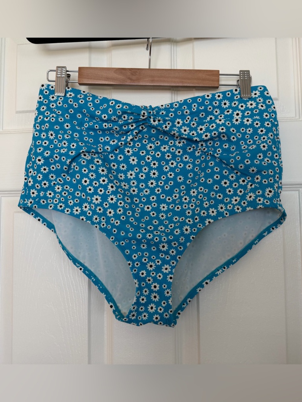 Torrid High-Waist Floral Swim Shorts in Teal Blue